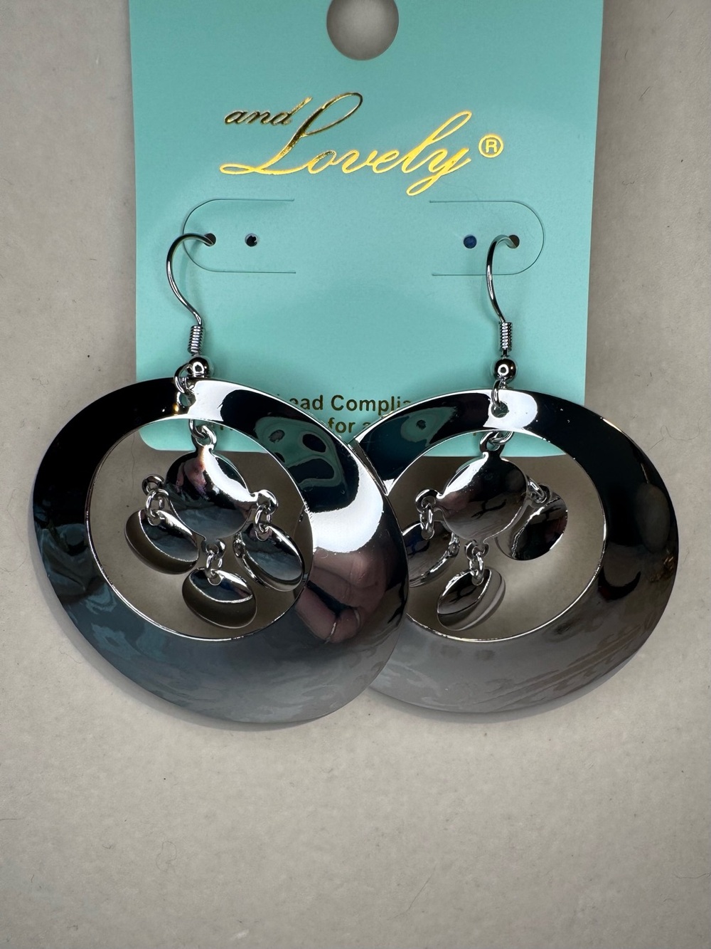 New And Lovely Silver Dangle Hoop Earrings